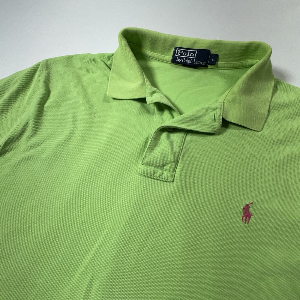 Polo Ralph Lauren Green Cotton Polo Shirt Mens Large Short Sleeve Classic Fit